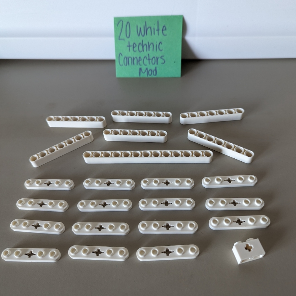 LEGO LOT OF 20 white MODIFIED bricks holes connectors technic star wars police